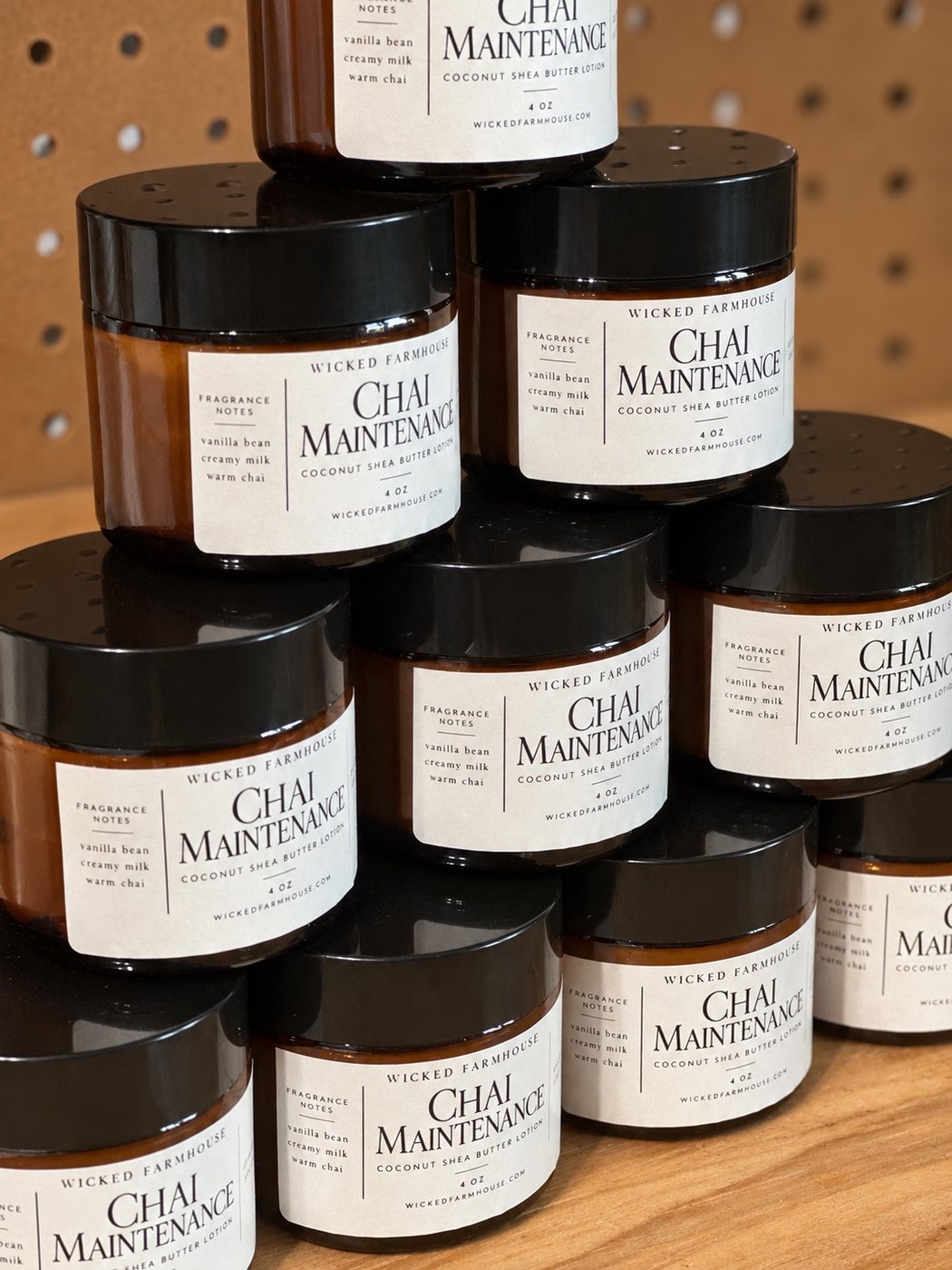 Wicked Farmhouse Chai Maintenance Coconut Shea Lotion jars